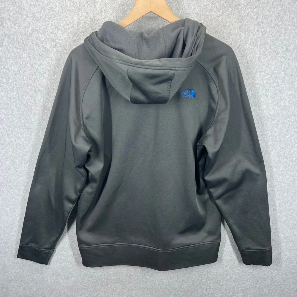 The North Face‎ Full Zip Hoodie Mens Large Gray Blue Trim Fleece Lined EUC